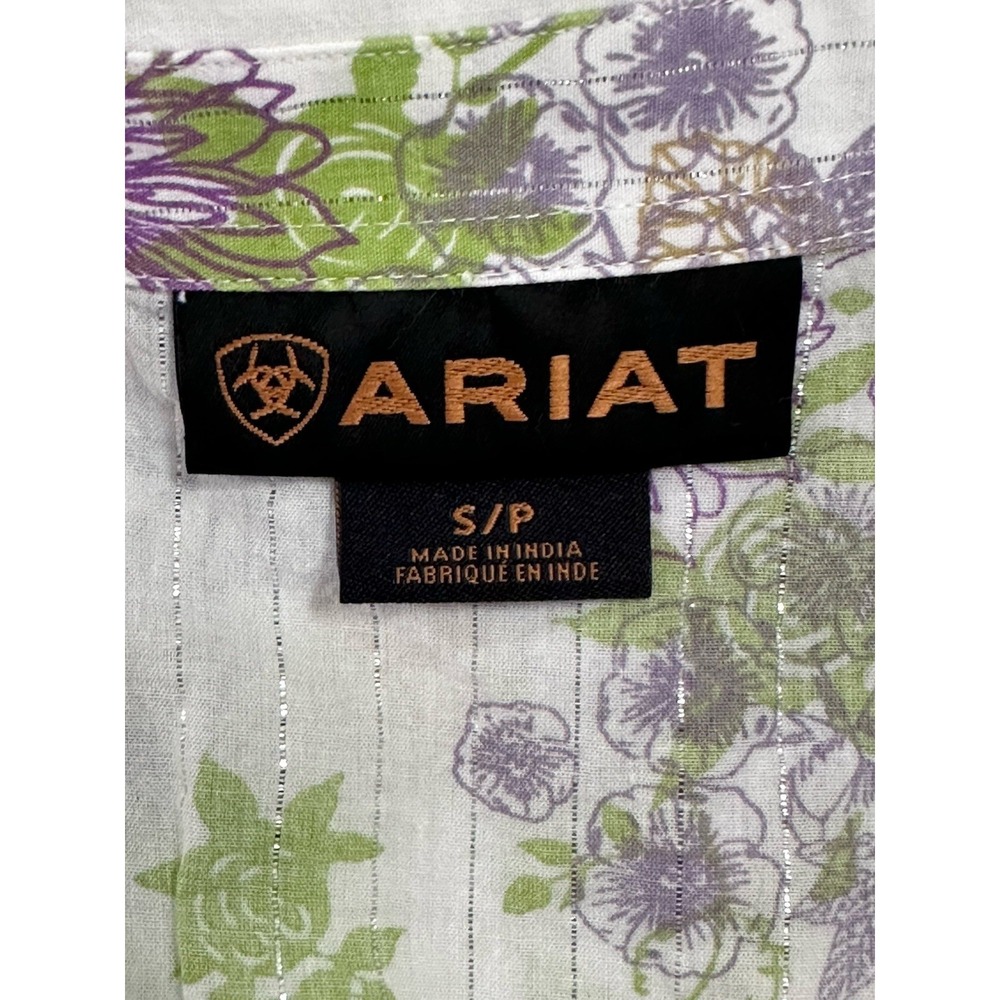 Ariat Western Shirt Women's Small Striped Long Sleeve Lavender Pearl Snaps - Picture 14 of 16